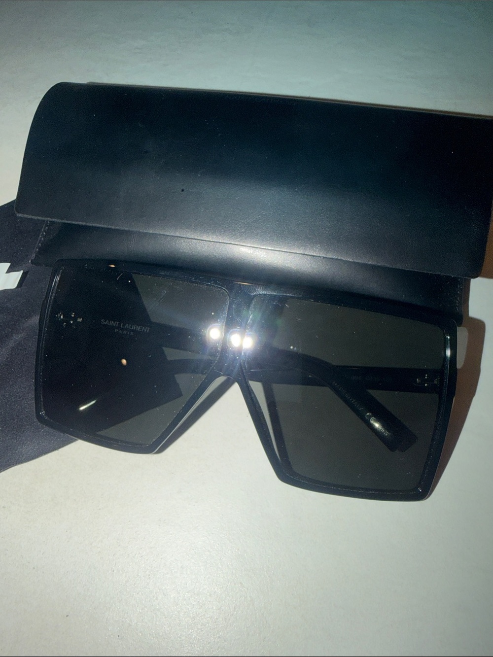 Saint Laurent Betty SL 183 Oversized Acetate Shield Sunglasses Black - Picture 3 of 7
